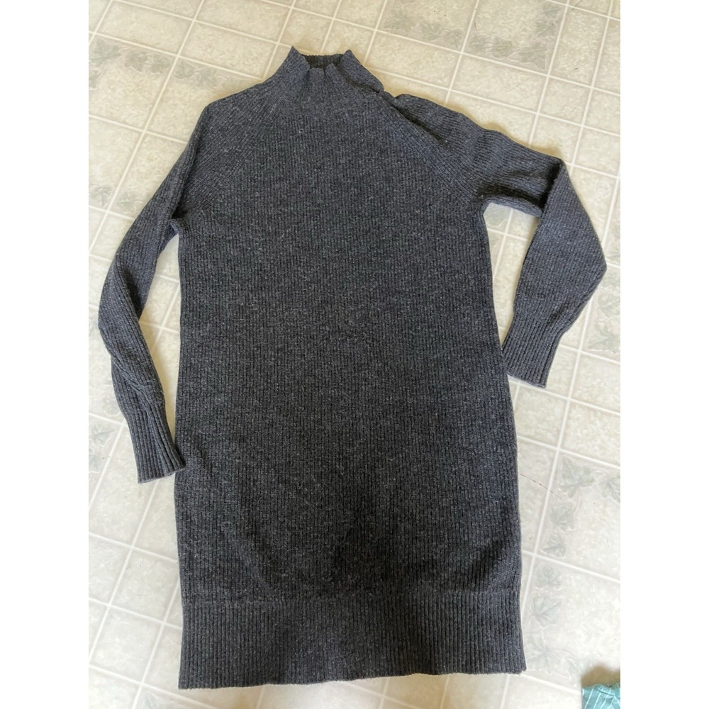 BODEN Sweater Dress Wool Blend High Neck Gray Ribbed Wool Blend Womens Size US 8